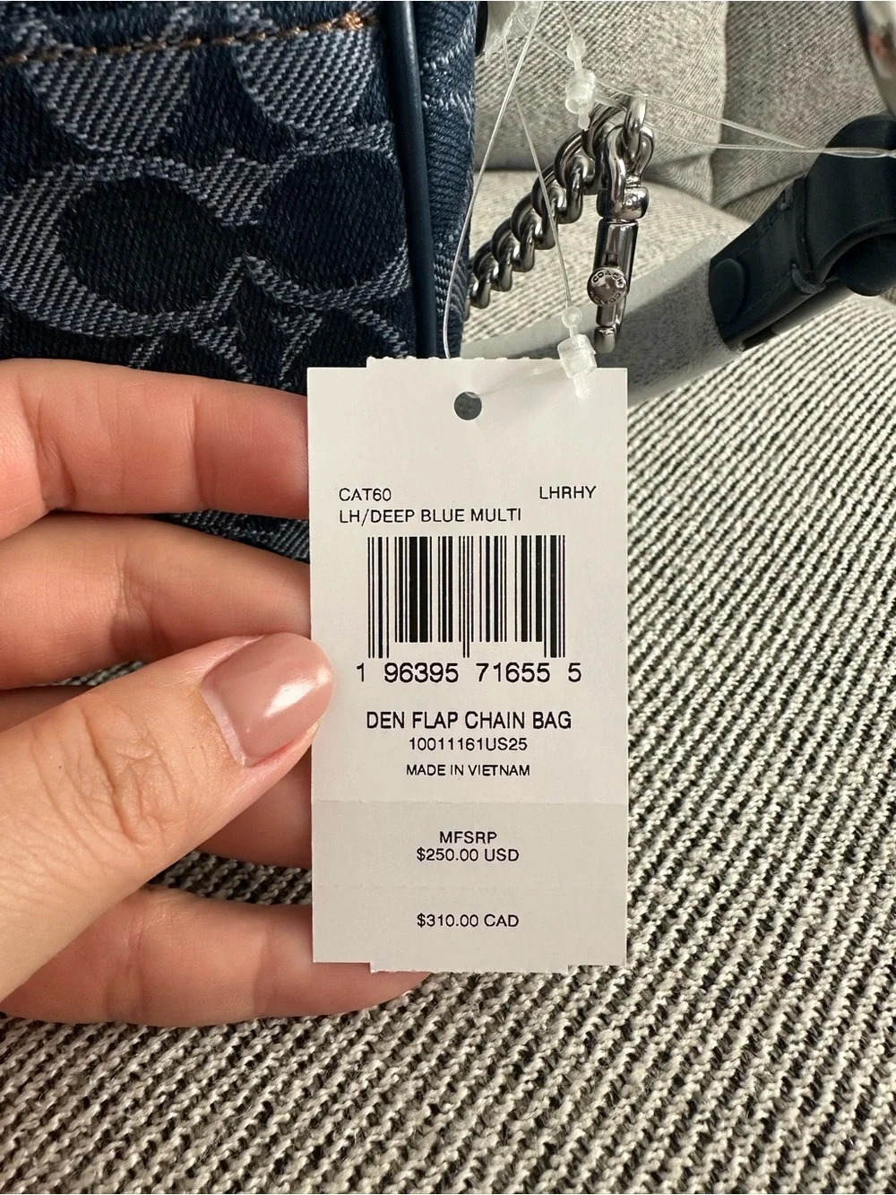 NWT Coach Brook Flap Chain Bag In Signature Denim CAT60